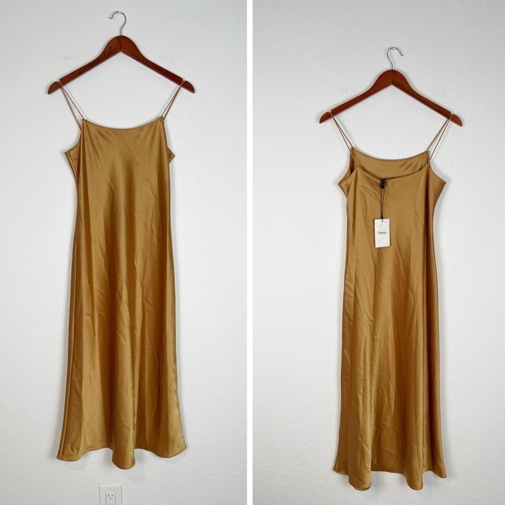 THEORY Satin A-Line Midi Dress - Picture 2 of 13